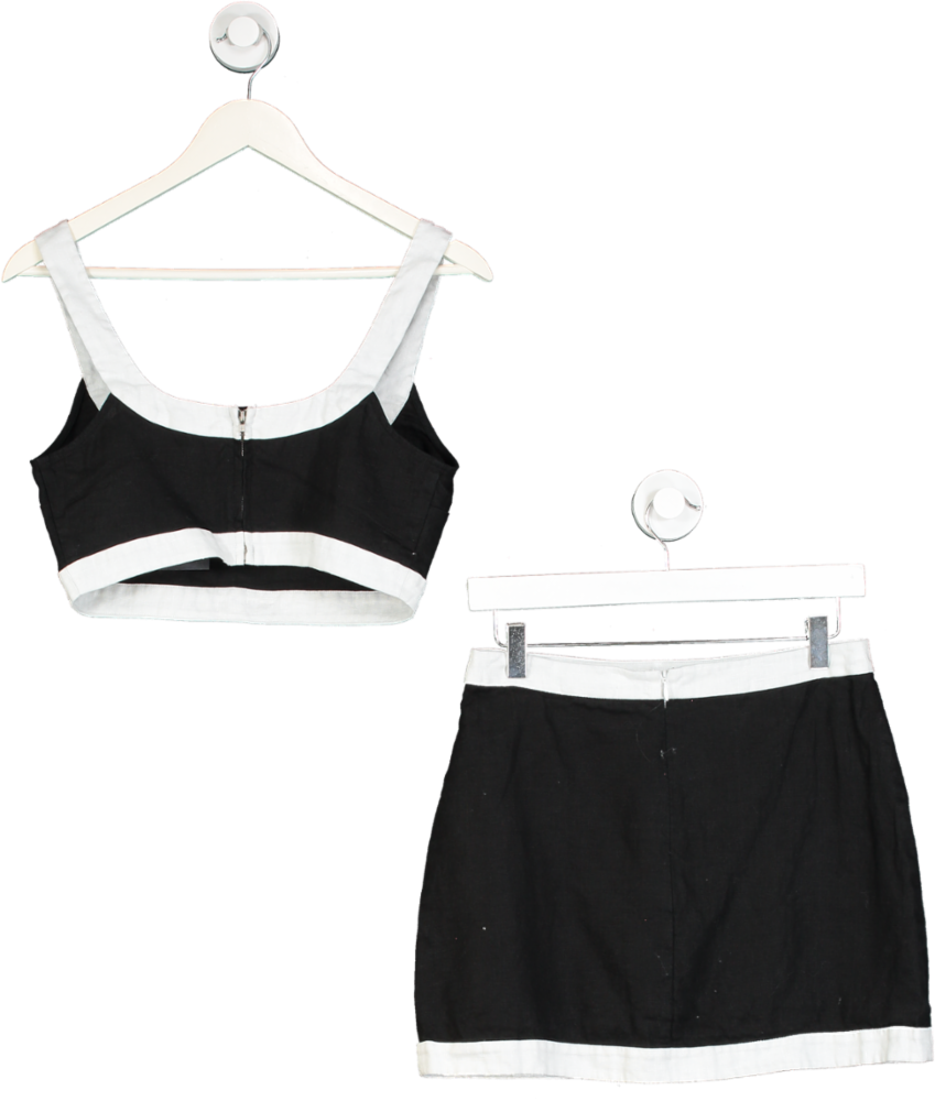 Reformation Robbie Linen Two Piece In Black & White UK 10