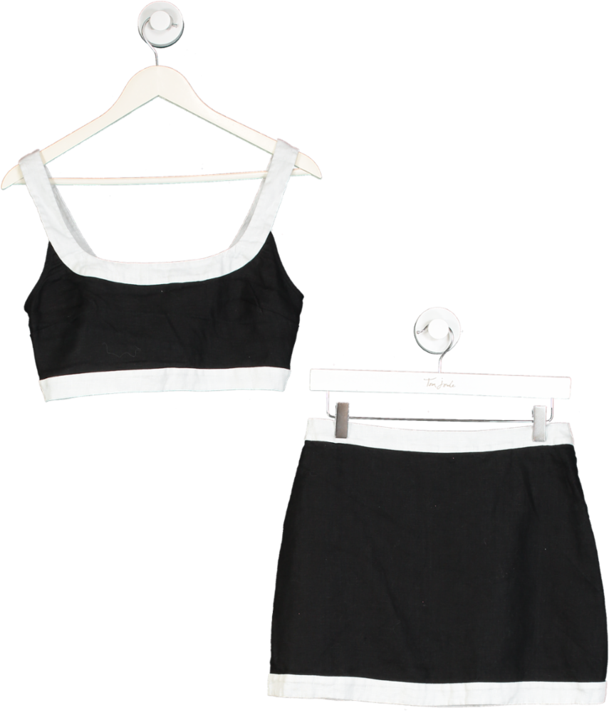 Reformation Robbie Linen Two Piece In Black & White UK 10