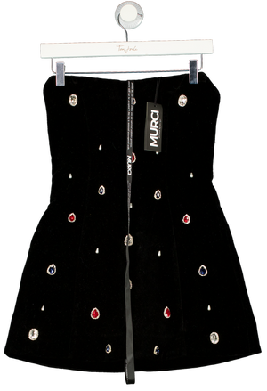 MURCI Black Ruby Embellished Mini Dress UK 6