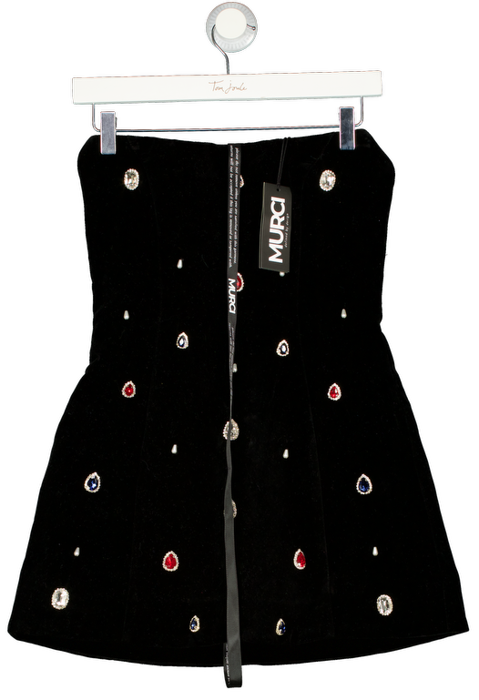 MURCI Black Ruby Embellished Mini Dress UK 6
