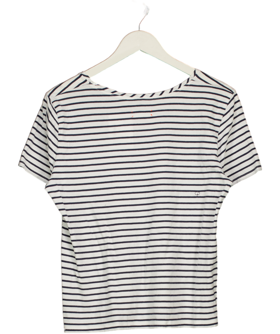 Chinti And Parker White Striped Contrast Pocket T-shirt UK M