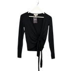 SISTERLY TRIBE Black Soft Ballet Wrap Modal-jersey Top UK S