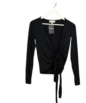 SISTERLY TRIBE Black Soft Ballet Wrap Modal-jersey Top UK S