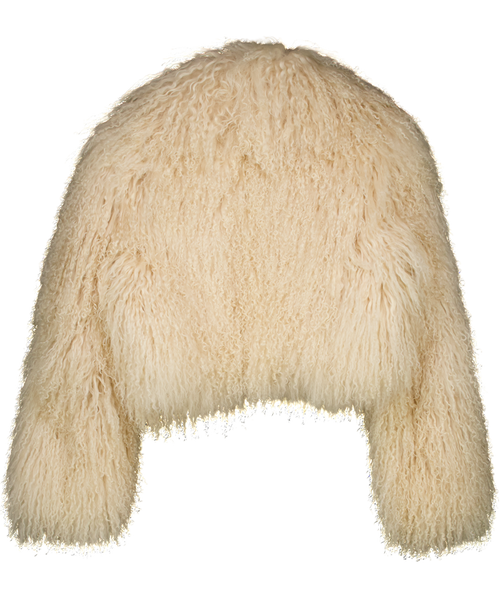 JANE & TASH ( De Savary London) Cream Mongolian Shearling Cropped Coat UK S