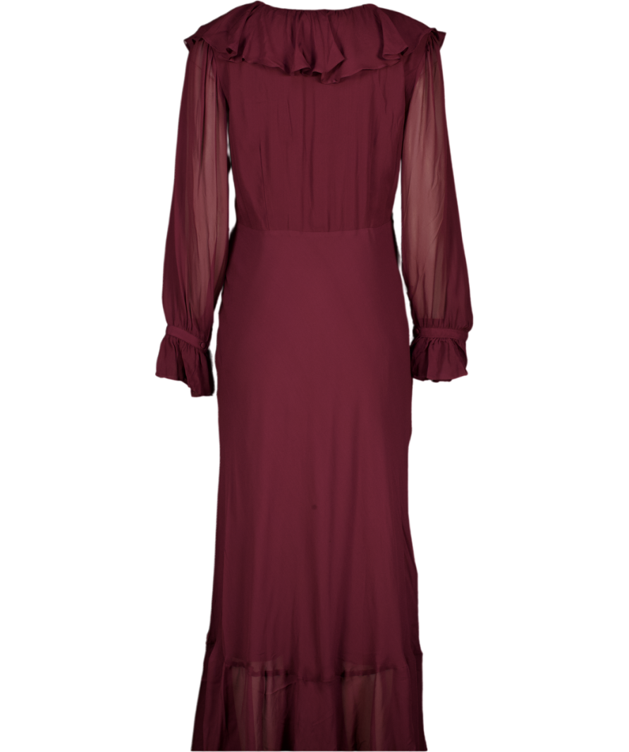RIXO Burgundy Red Gracye Georgette Dress UK 12