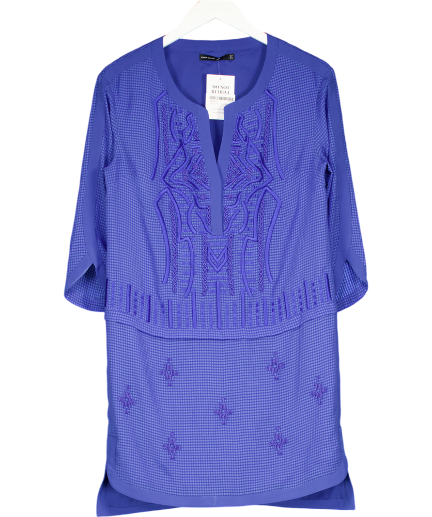 Karen Millen Ltd.edition Oriental Embroidered Beaded Cobalt Blue Mini Dress UK 10