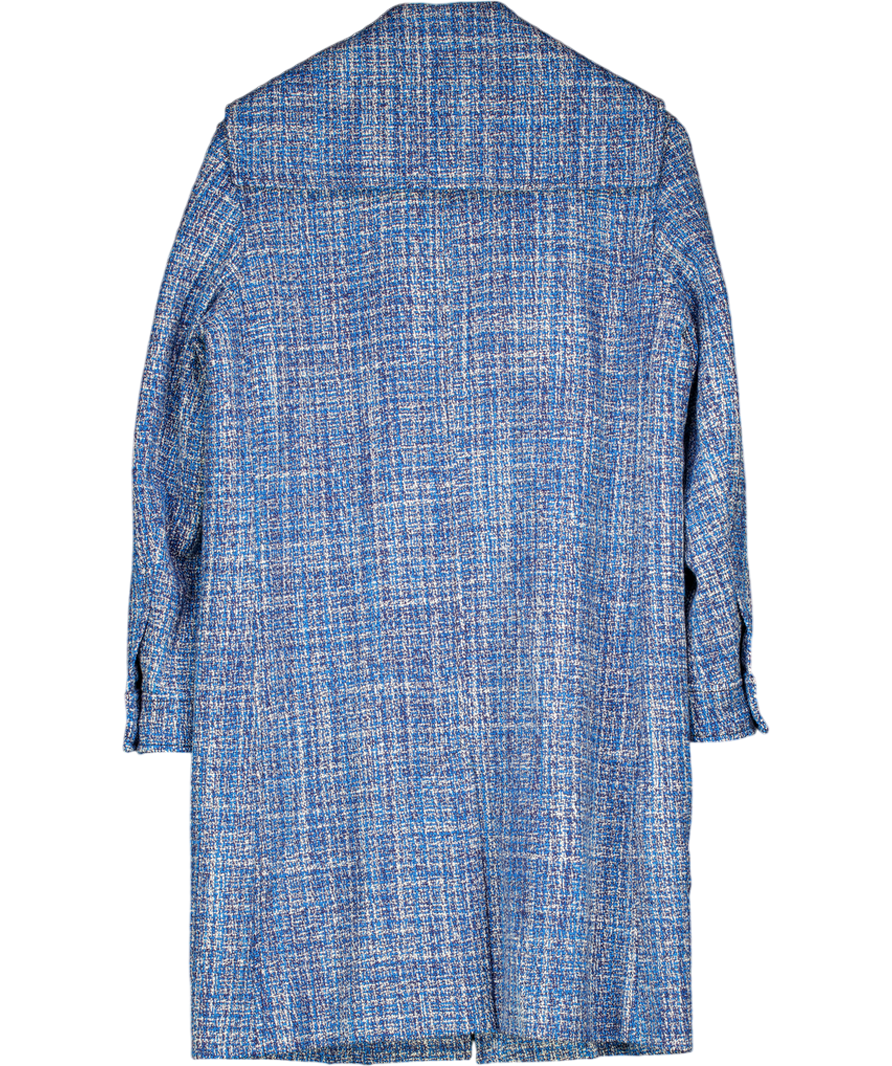 Lanvin Blue Tweed Breasted Coat UK 10
