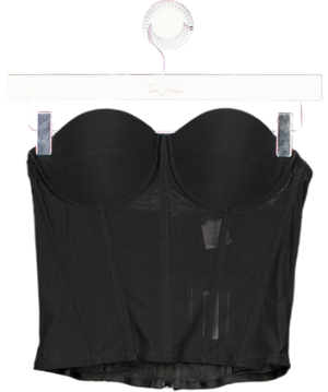 ROSAMOSARIO Black Mesh Cupped Corset Top UK S