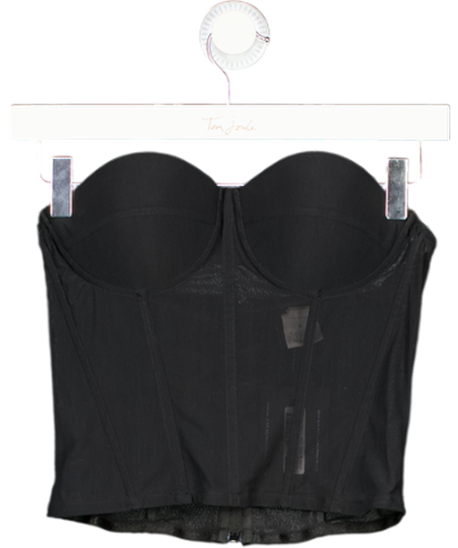 ROSAMOSARIO Black Mesh Cupped Corset Top UK S