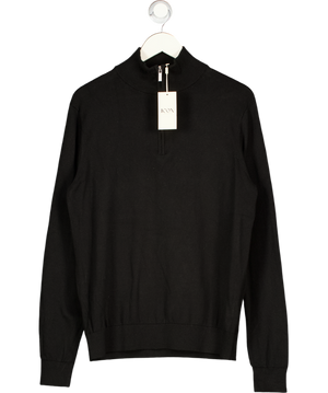 Icon Amsterdam Black The Santoni Quarter Zip Sweater UK M