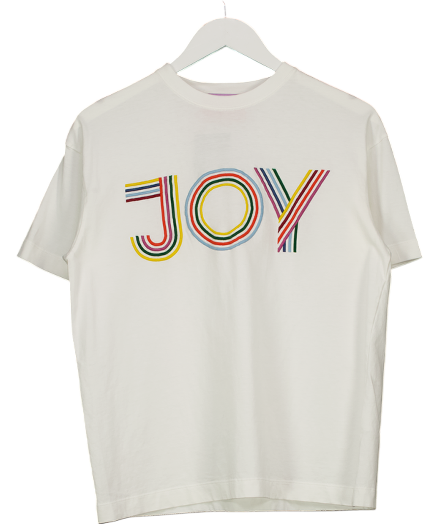 LA DOUBLEJ White Embroidered Joy T-shirt UK S