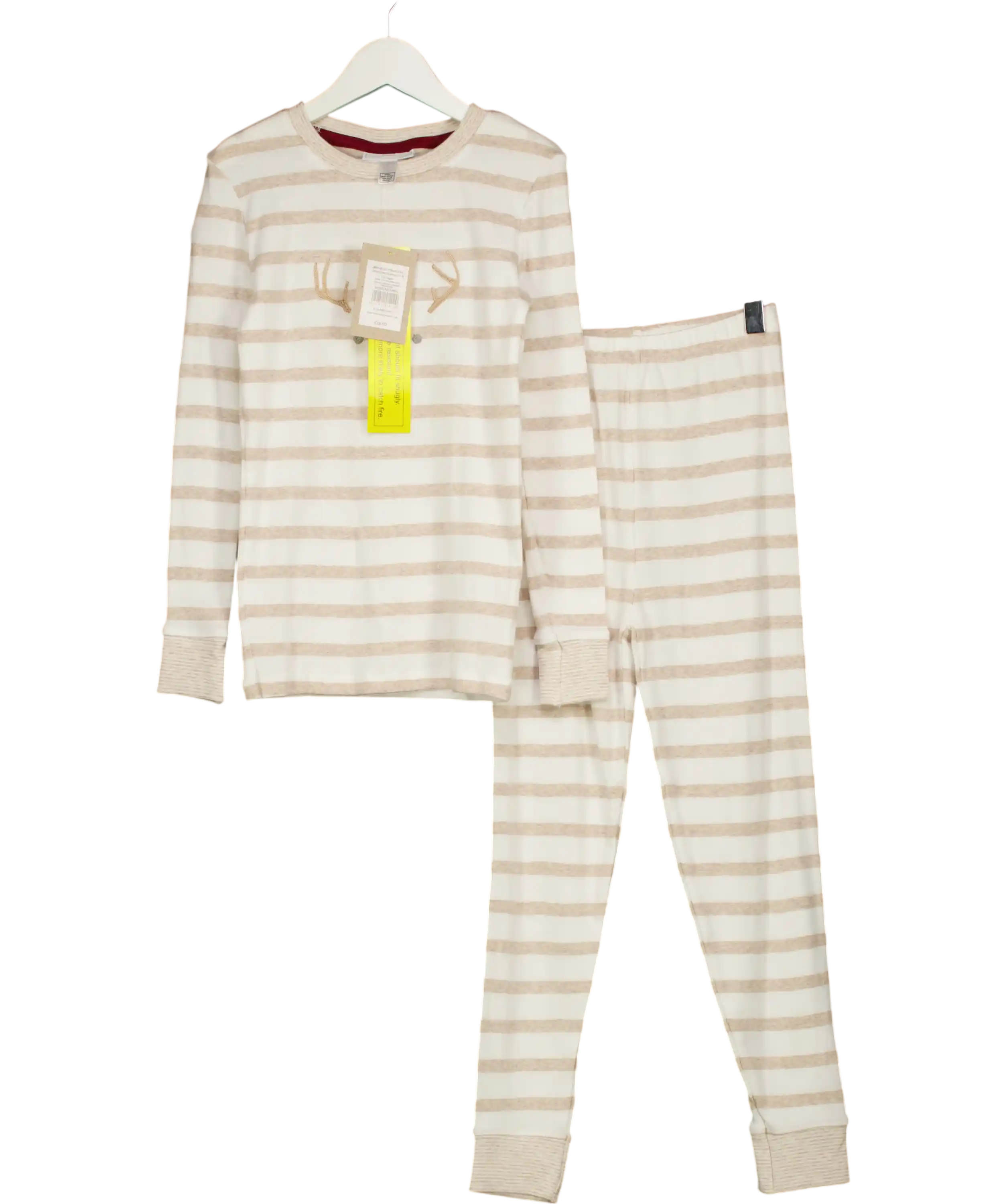 THE WHITE COMPANY KIDS Beige Jingles Reindeer Natural Stripe Pyjamas Age 4-5 Years 4 Years
