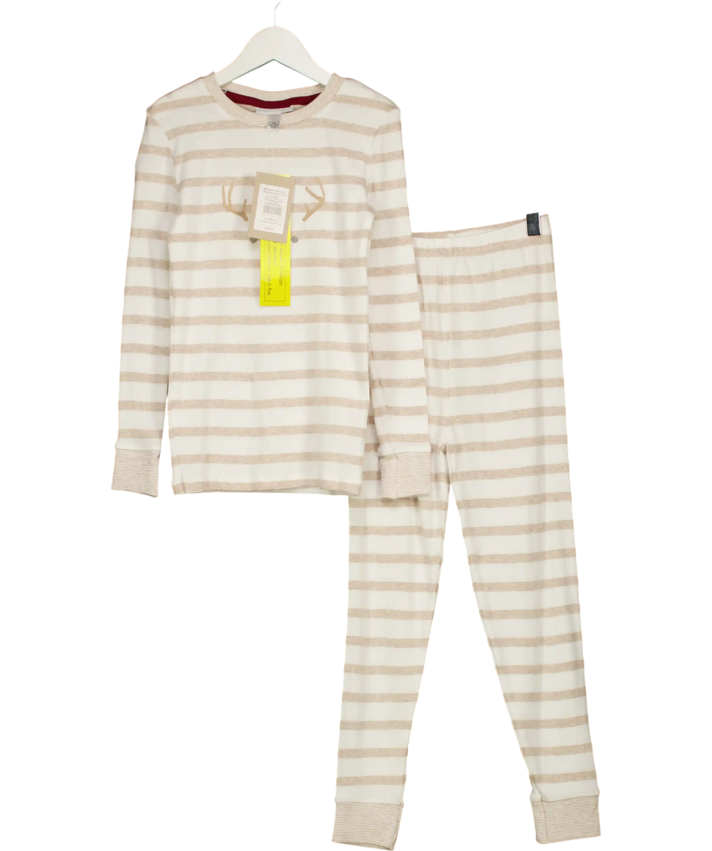 THE WHITE COMPANY KIDS Beige Jingles Reindeer Natural Stripe Pyjamas Age 4-5 Years 4 Years