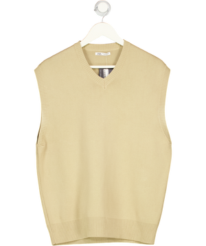 ZARA Beige 100% Cotton Knit Vest Top UK L