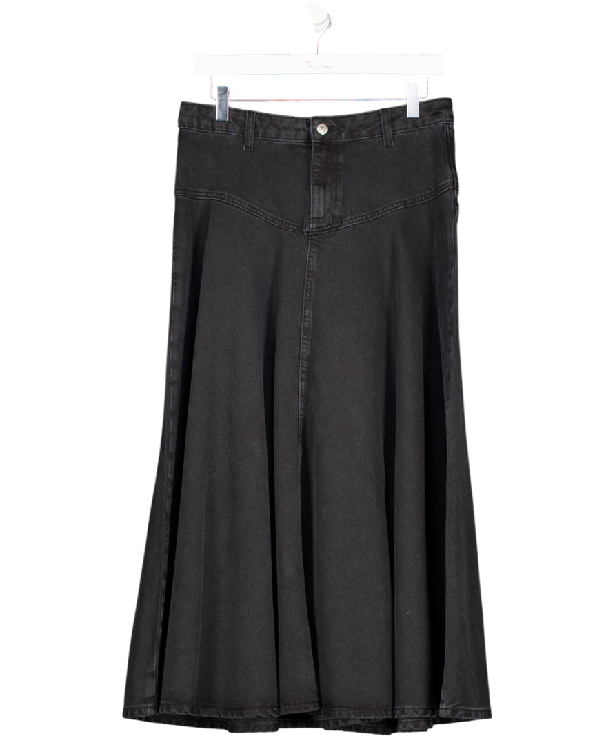 Topshop Black Denim Yoke Front Maxi Skirt UK 8