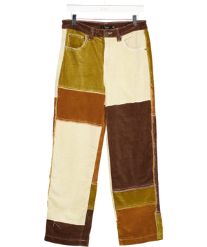 Jaded London Brown Frayed Patchwork Skate Fit Cord Jeans W30
