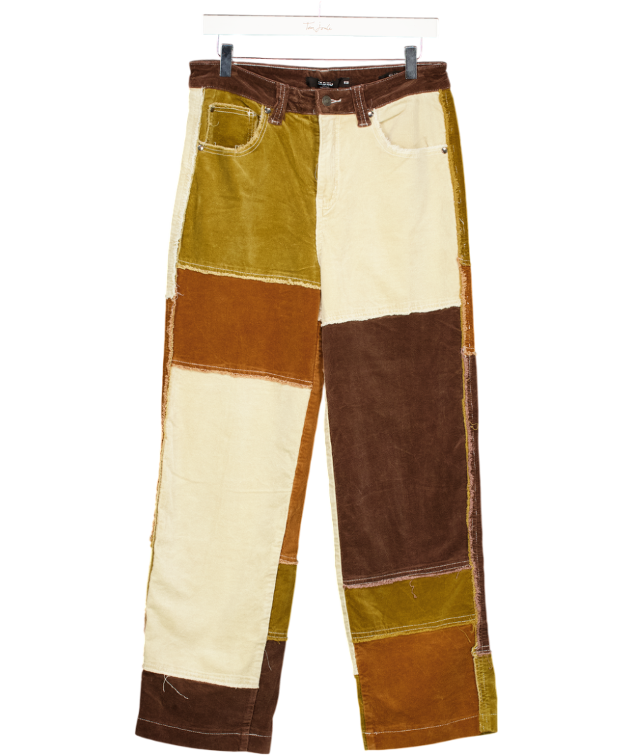 Jaded London Brown Frayed Patchwork Skate Fit Cord Jeans W30