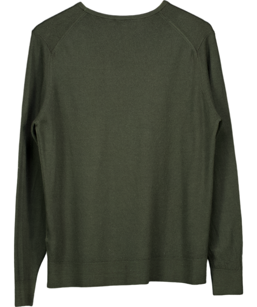 Sunspel Green Extra‑fine Merino Crew Neck UK L