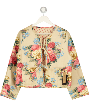 PENELOPE CHILVERS Multicoloured Linen Blend Quilted Floral Painswick Jacket UK S
