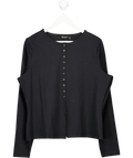ASOS Black Cotton Button Through Long Sleeve Top UK XL