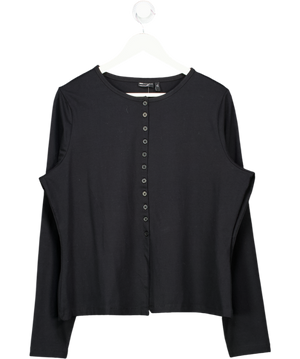 ASOS Black Cotton Button Through Long Sleeve Top UK XL