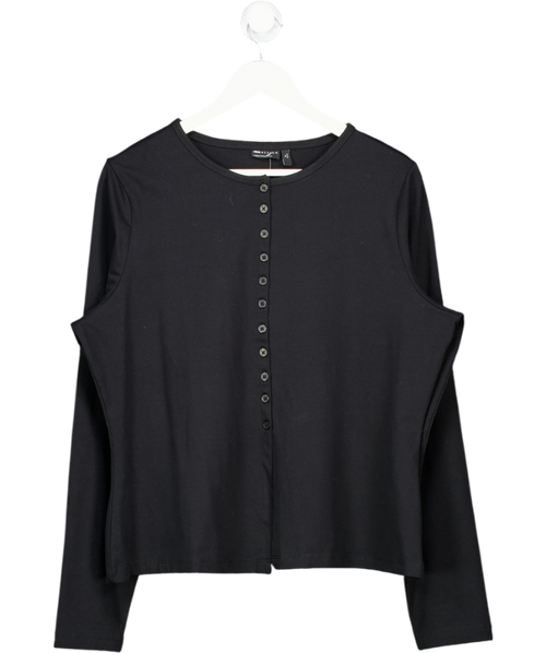 ASOS Black Cotton Button Through Long Sleeve Top UK XL