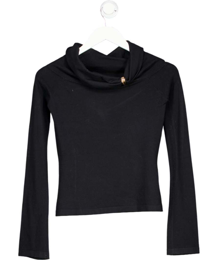 4th & Reckless Virgo Black Gold Hardware Detail Knitted Long Sleeve Top UK 8