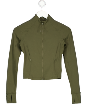 CRZ YOGA Green Butterluxe Full Zip Crop Running Jacket UK 6