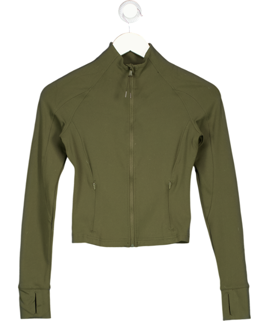 CRZ YOGA Green Butterluxe Full Zip Crop Running Jacket UK 6