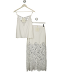 MANDIBREEZE X Lovisa Barkman 2-piece White  Silk Lace Top & Skirt Set UK XS