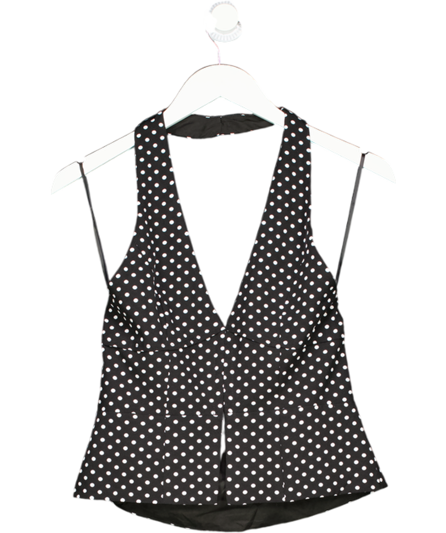 White Fox Black Stunner Edition Halter Top Black/white Polka Dot UK M