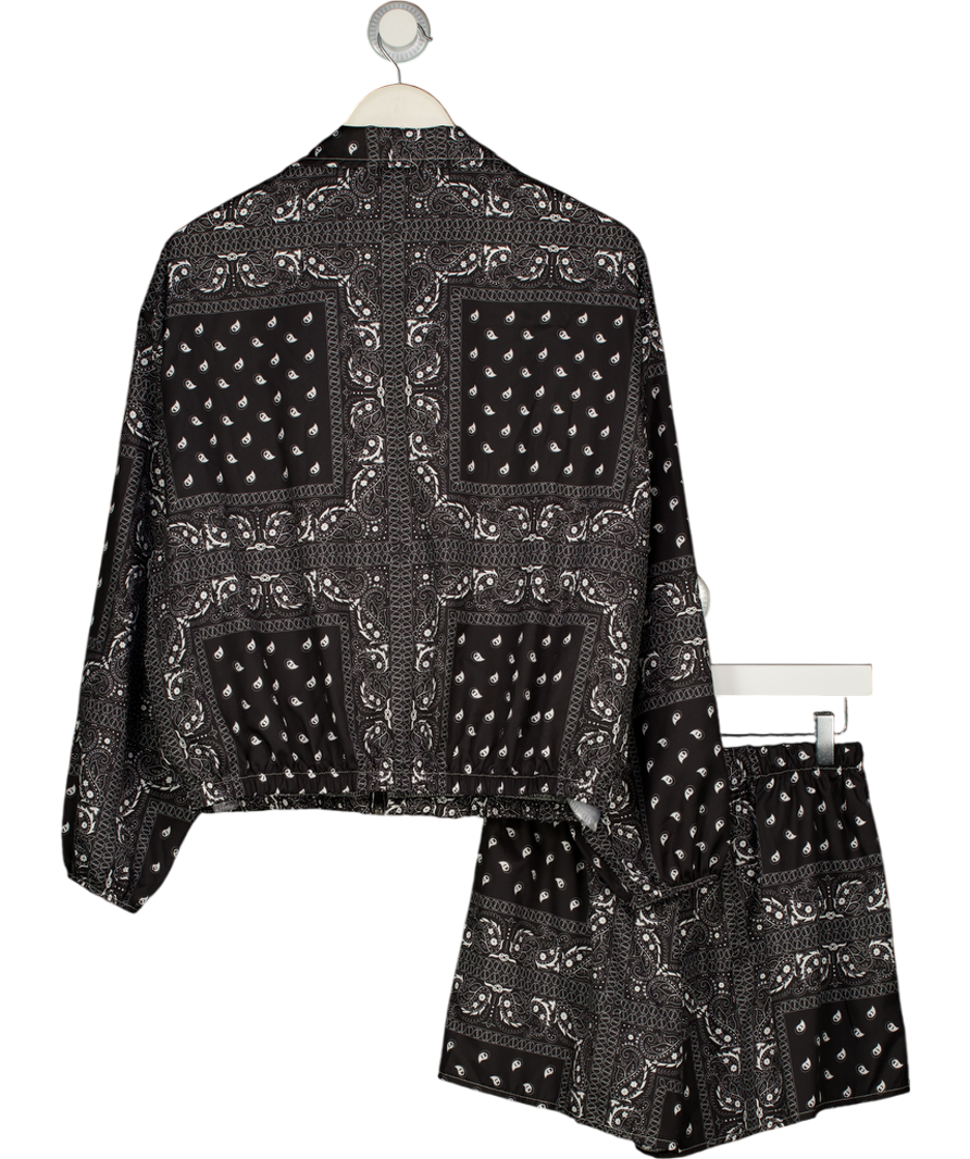 MADE IN ITALY 2-piece Black & White Paisley Print Shorts & Zip Jacket Set UK S