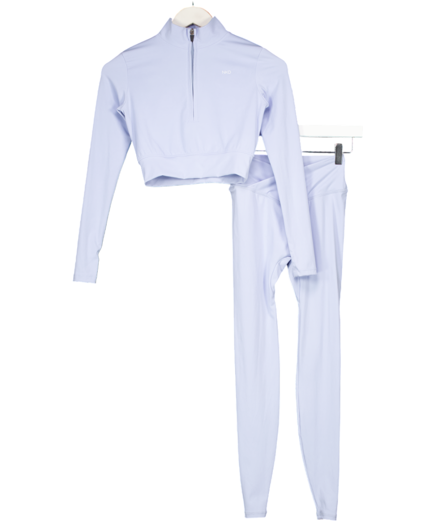 NKD Apparel Blue Cropped Long Sleeve Quarter Zip (xs) And Leggings Set UK S