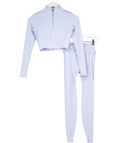 NKD Apparel Blue Cropped Long Sleeve Quarter Zip (xs) And Leggings Set UK S