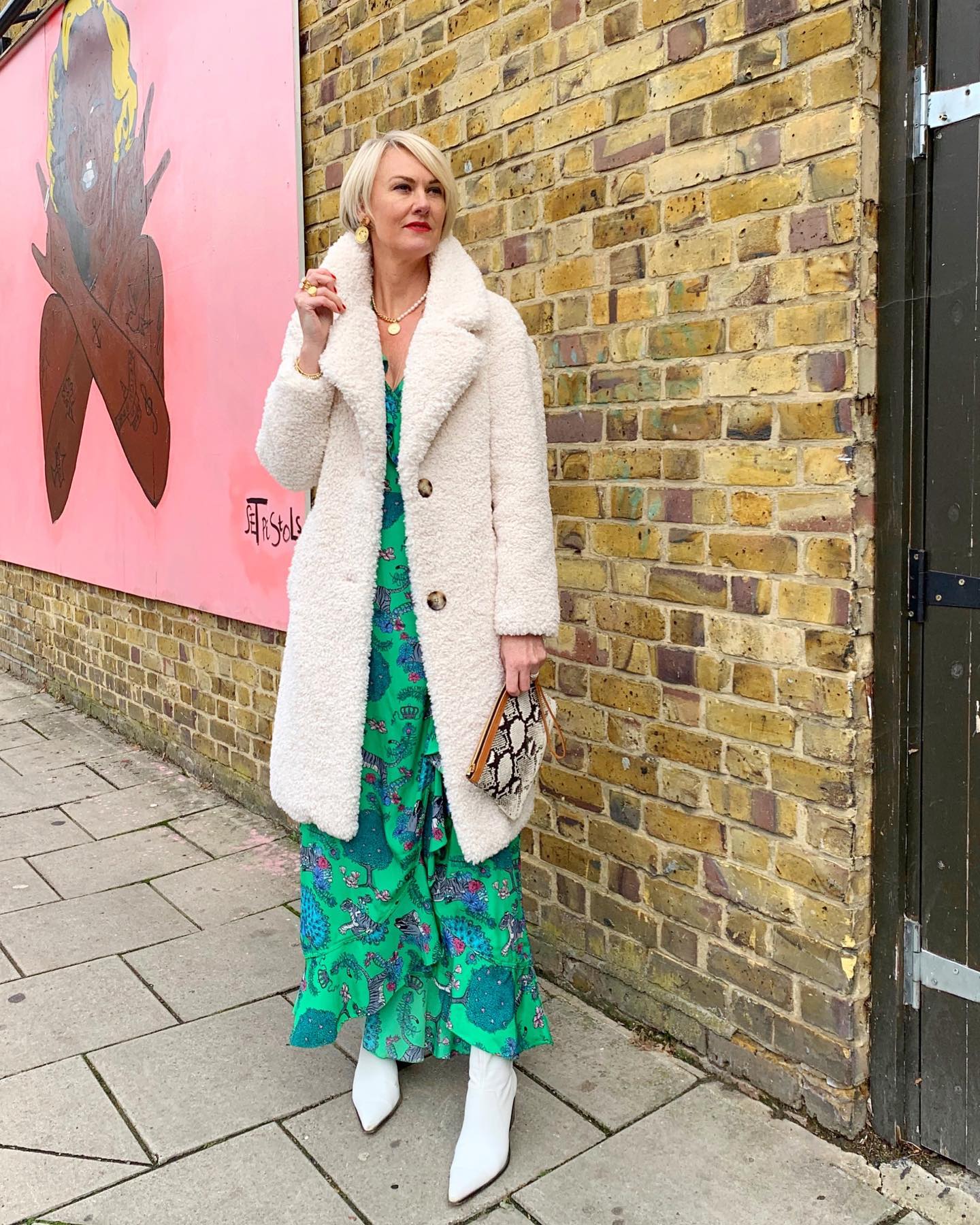 Stardust Green Tiger Print Wrap Dress UK S