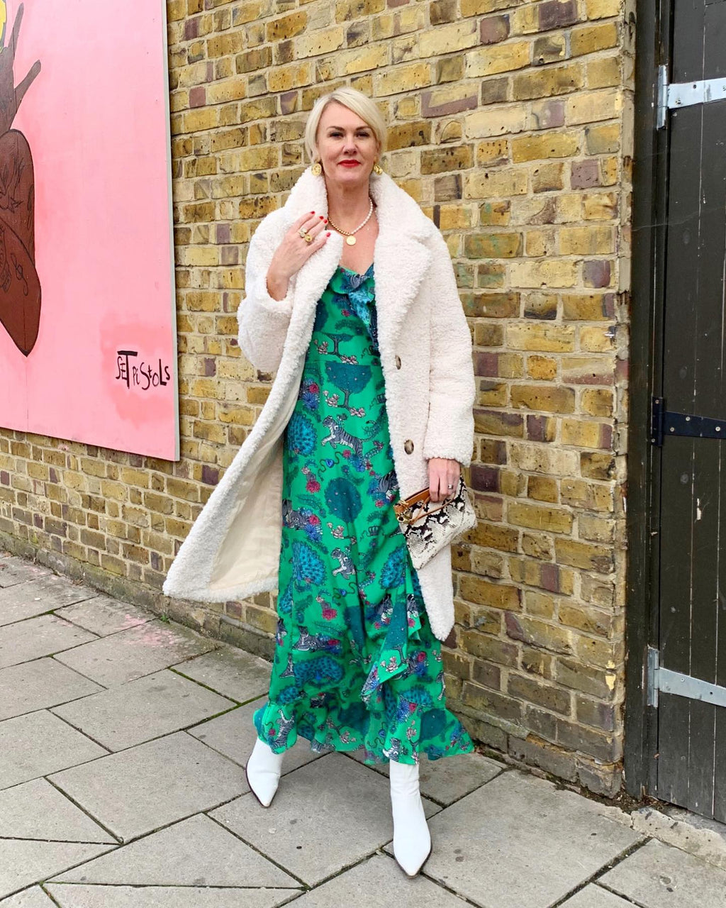 Stardust Green Tiger Print Wrap Dress UK S