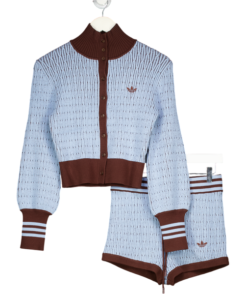 adidas 2-piece Blue & Brown Originals Cable Knit Track Jacket And Hotpants Set UK S