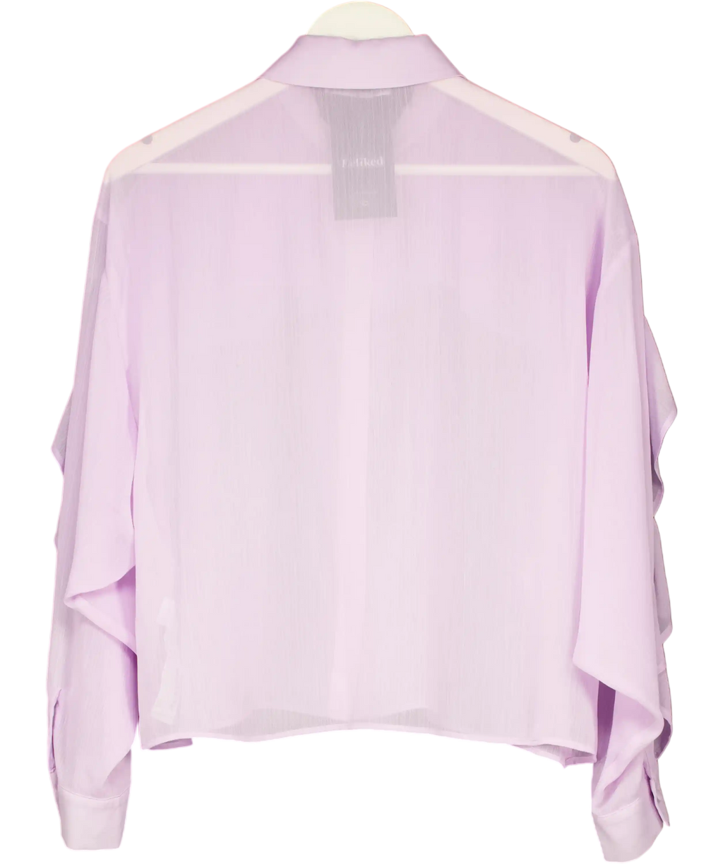 ZARA Lilac Purple Double Ruffle Shirt UK L