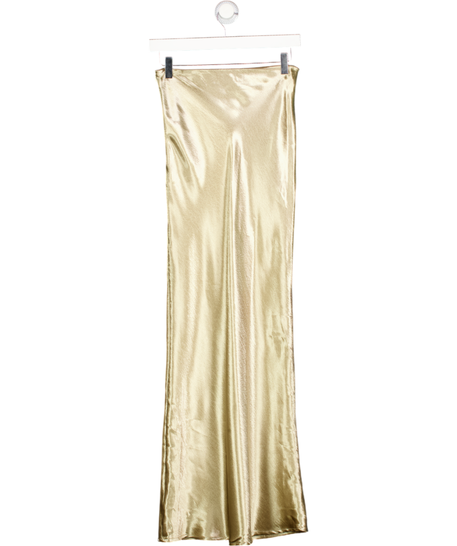 4th & Reckless Champagne Beige Satin Slip Midi Skirt UK 8