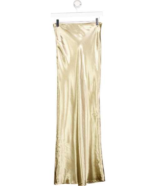 4th & Reckless Champagne Beige Satin Slip Midi Skirt UK 8
