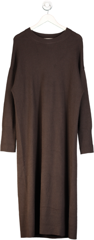 Soft Goat Brown 100%  Cashmere Maxi Jumper Dress UK M