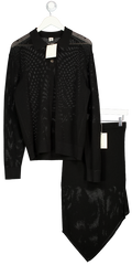 THE GARMENT Black Madison Long-sleeve Open-knit Woven Polo Top & Skirt Set UK 8