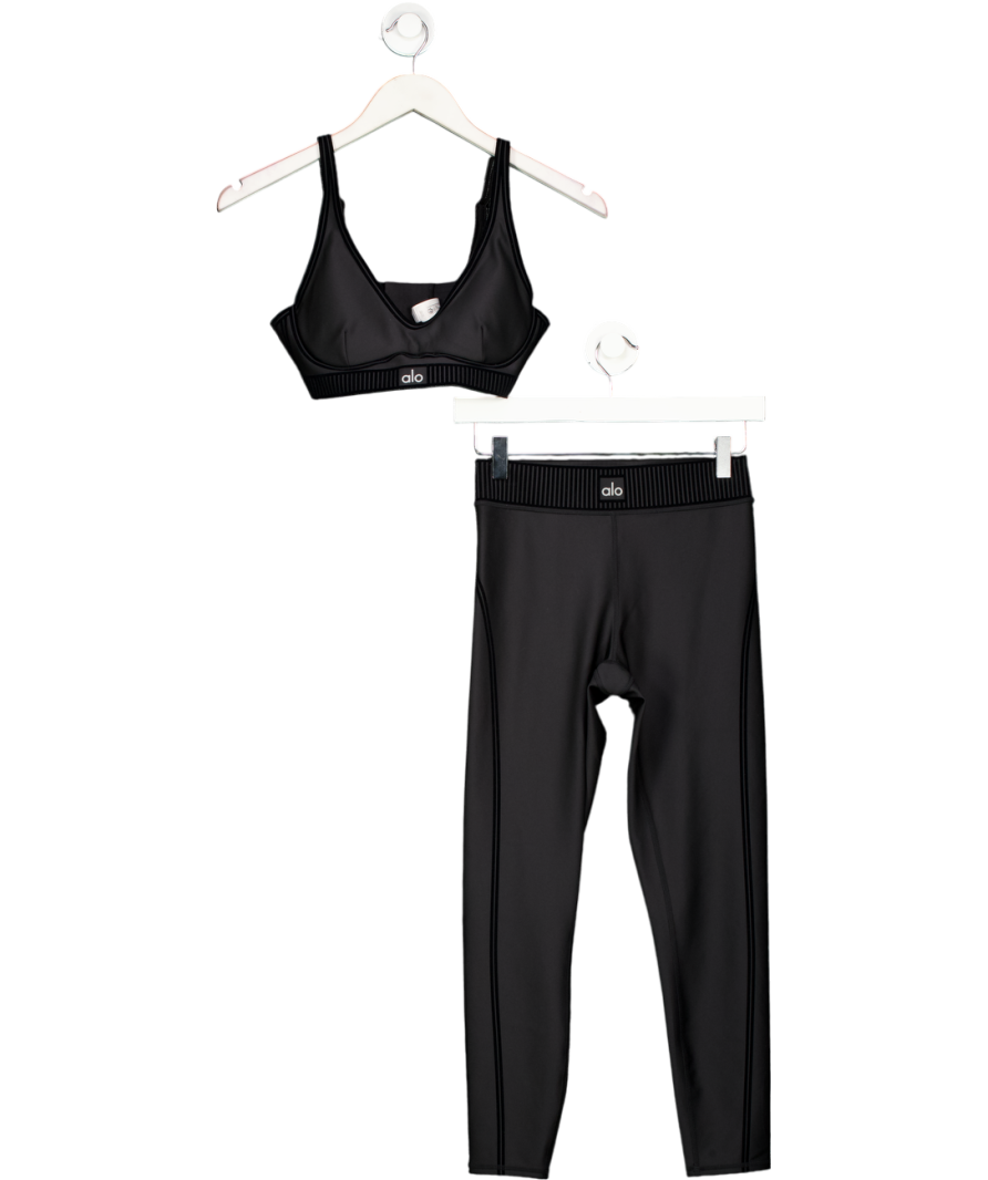 alo yoga Black Airlift High-waist 7/8 Line Up Set UK S