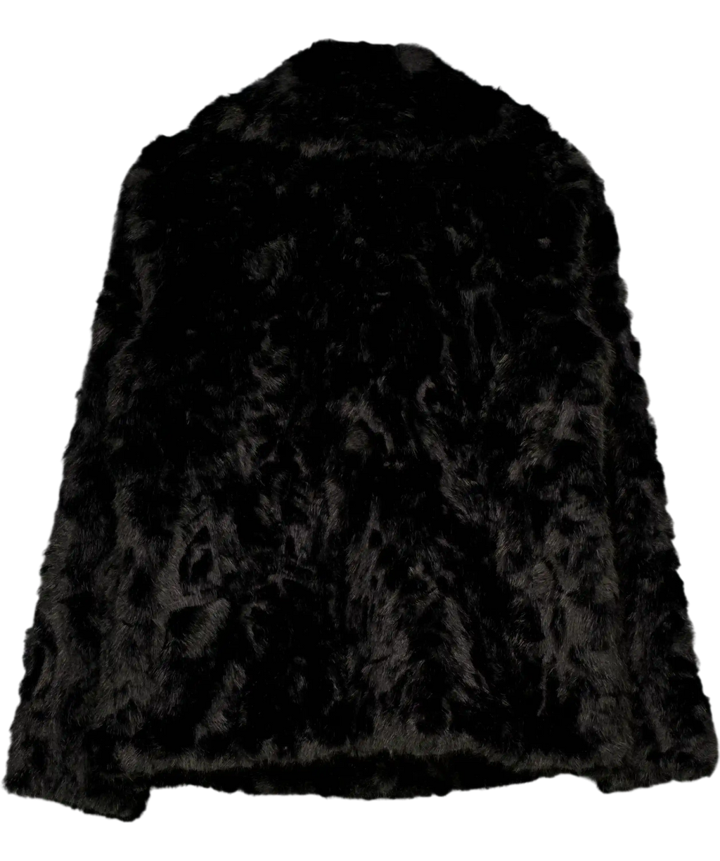 Friends like these Black Textured Faux Fur Mid Length Coat UK 10