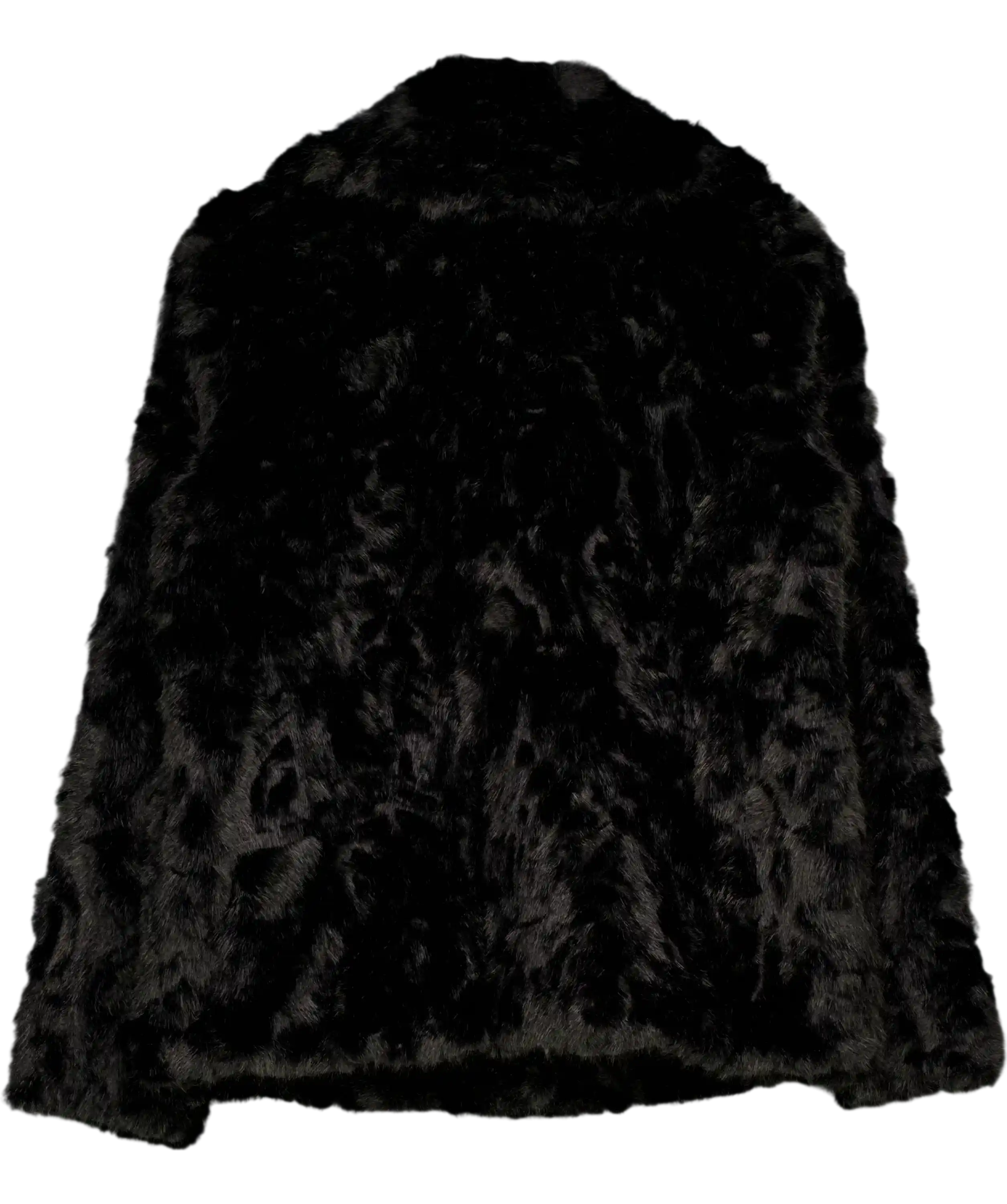 Friends like these Black Textured Faux Fur Mid Length Coat UK 10
