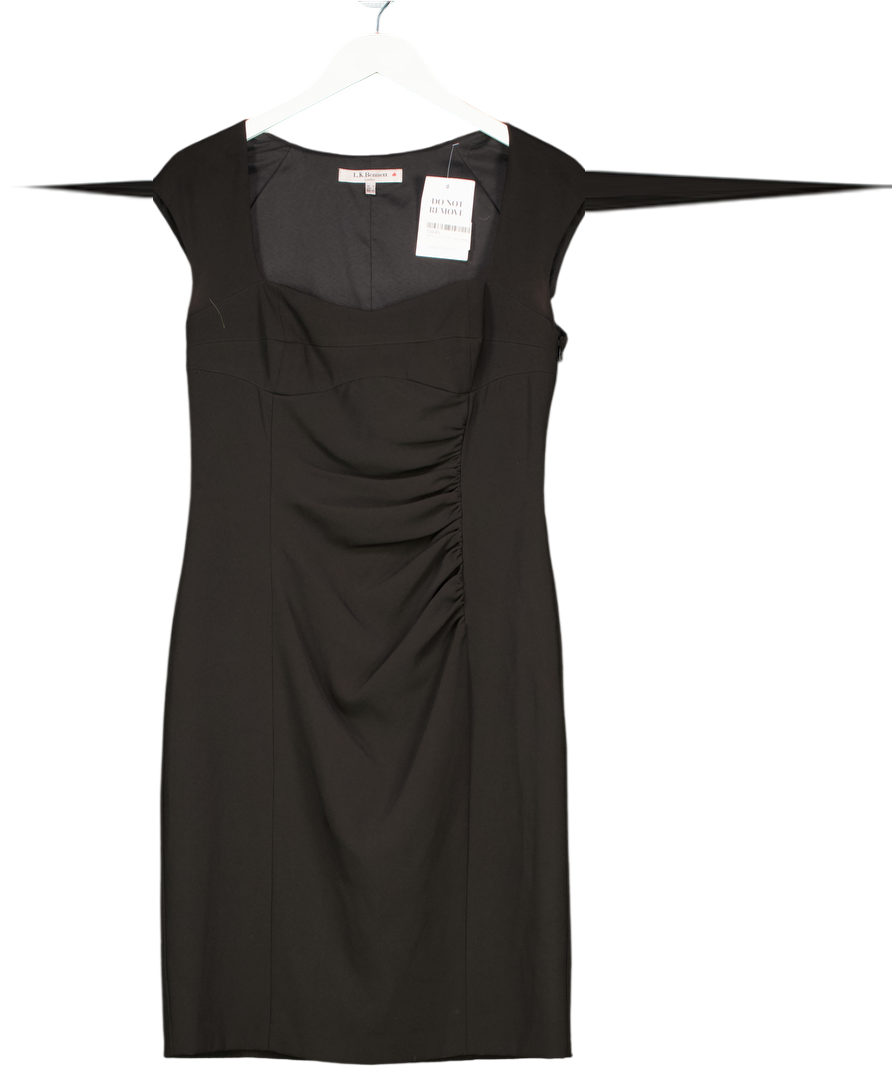 LK Bennett Black Ruched Front Sweetheart Neckline Pencil Dress UK 12