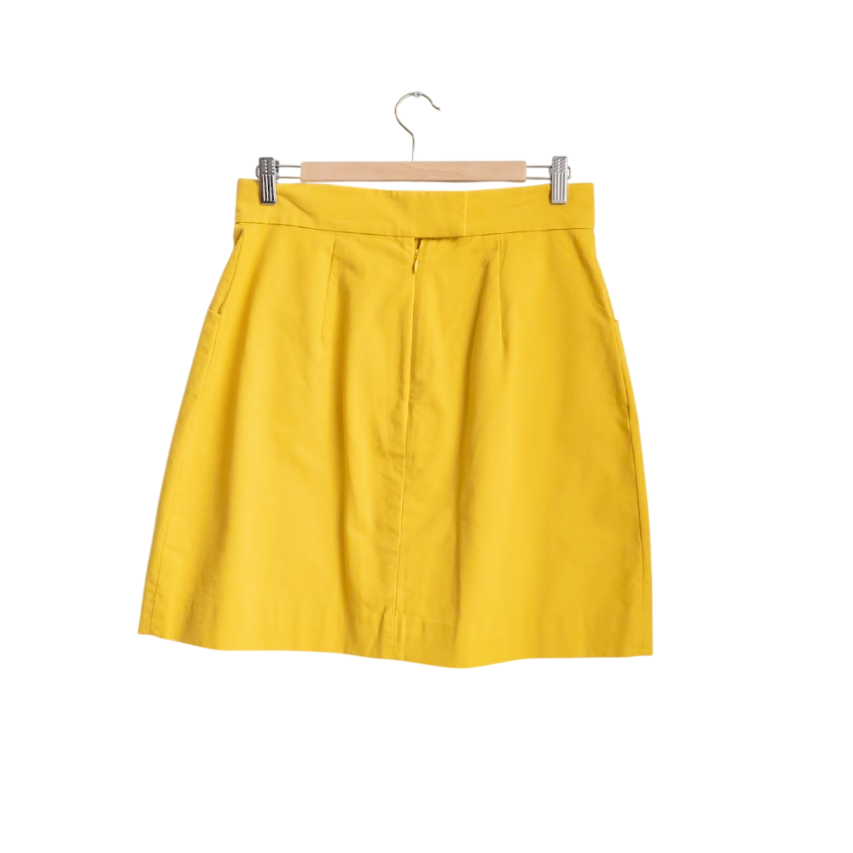 cos Yellow Pleated Cotton Skirt UK 10