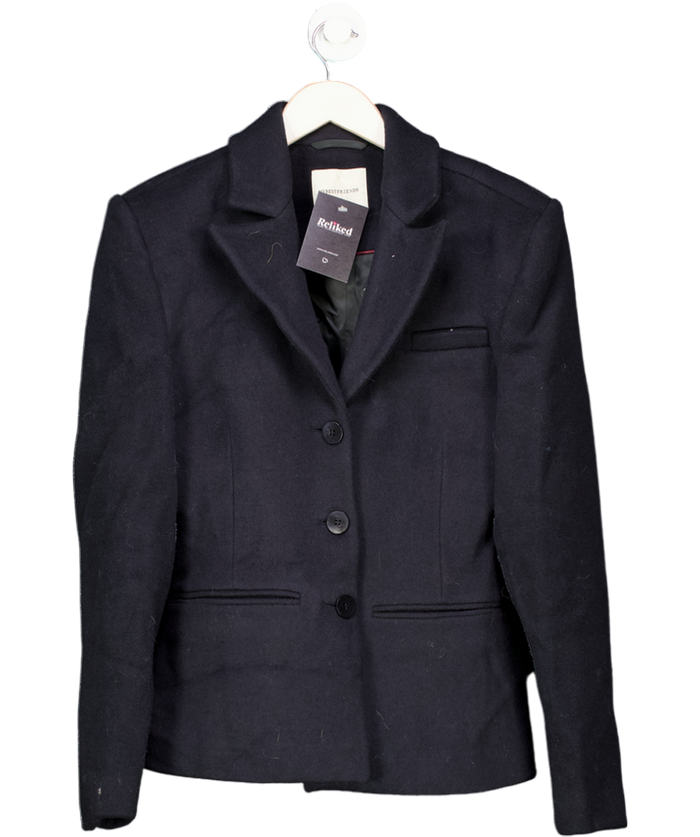 MYBESTFRIENDS Navy Blue Wool Blend Fitted Blazer UK 8