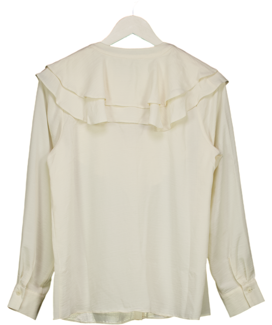 papaya Cream White Frill Tie Neck Blouse UK 8