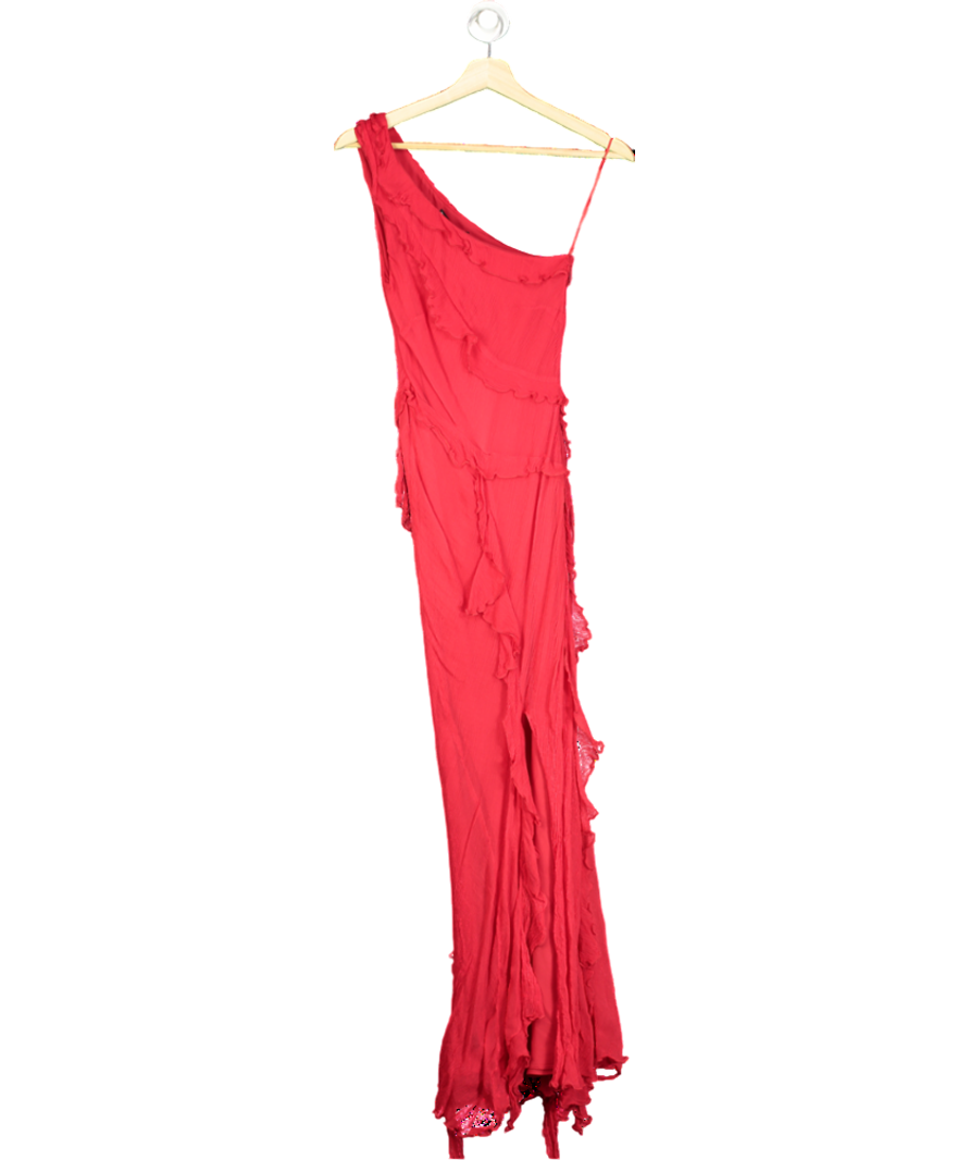 MANGO Red Kahlo Ruffle Maxi Dress UK XS